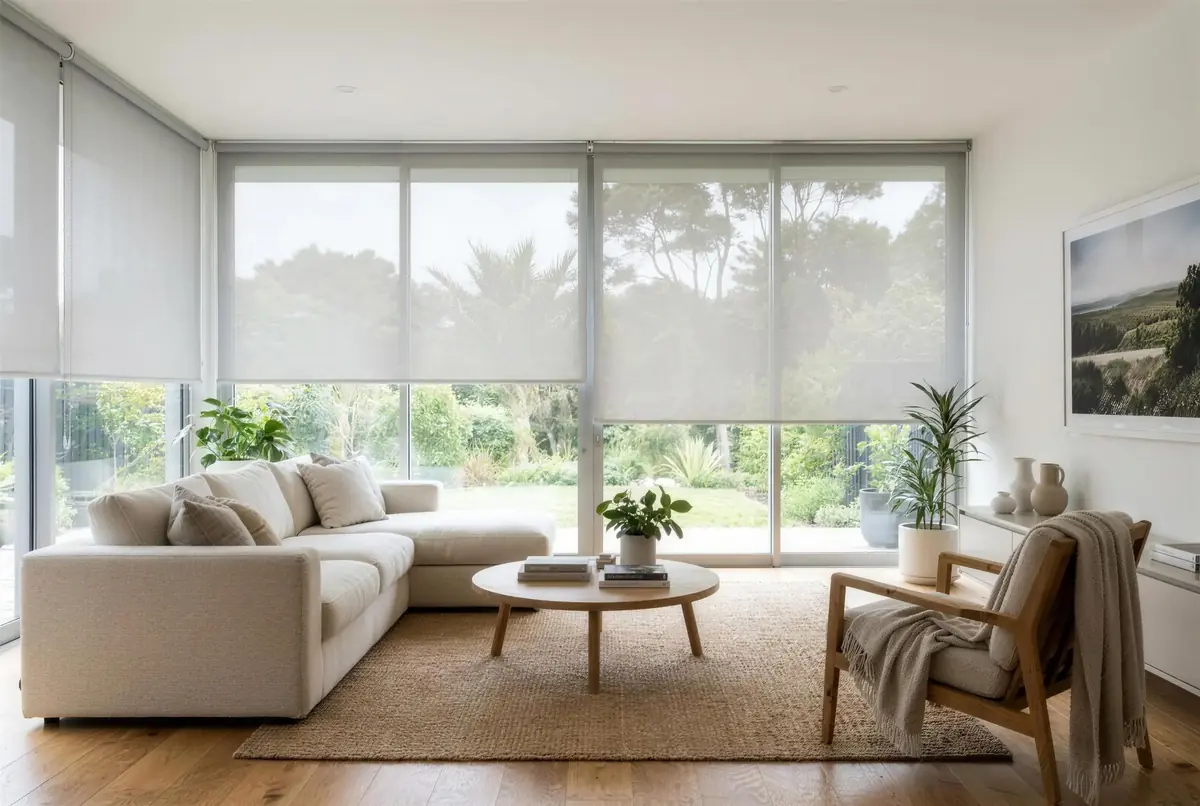 Sunscreen roller blinds that keep the view